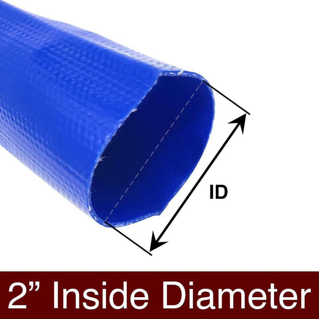 2 x 50' Blue Lay Flat PVC Hose Assembly with Aluminum Cam and Groove Fittings J4976