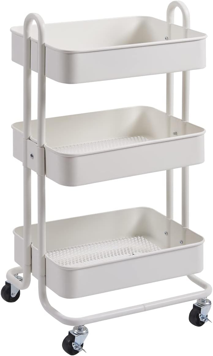 3-Tier Metal Rolling Utility Cart with Wheels Z228