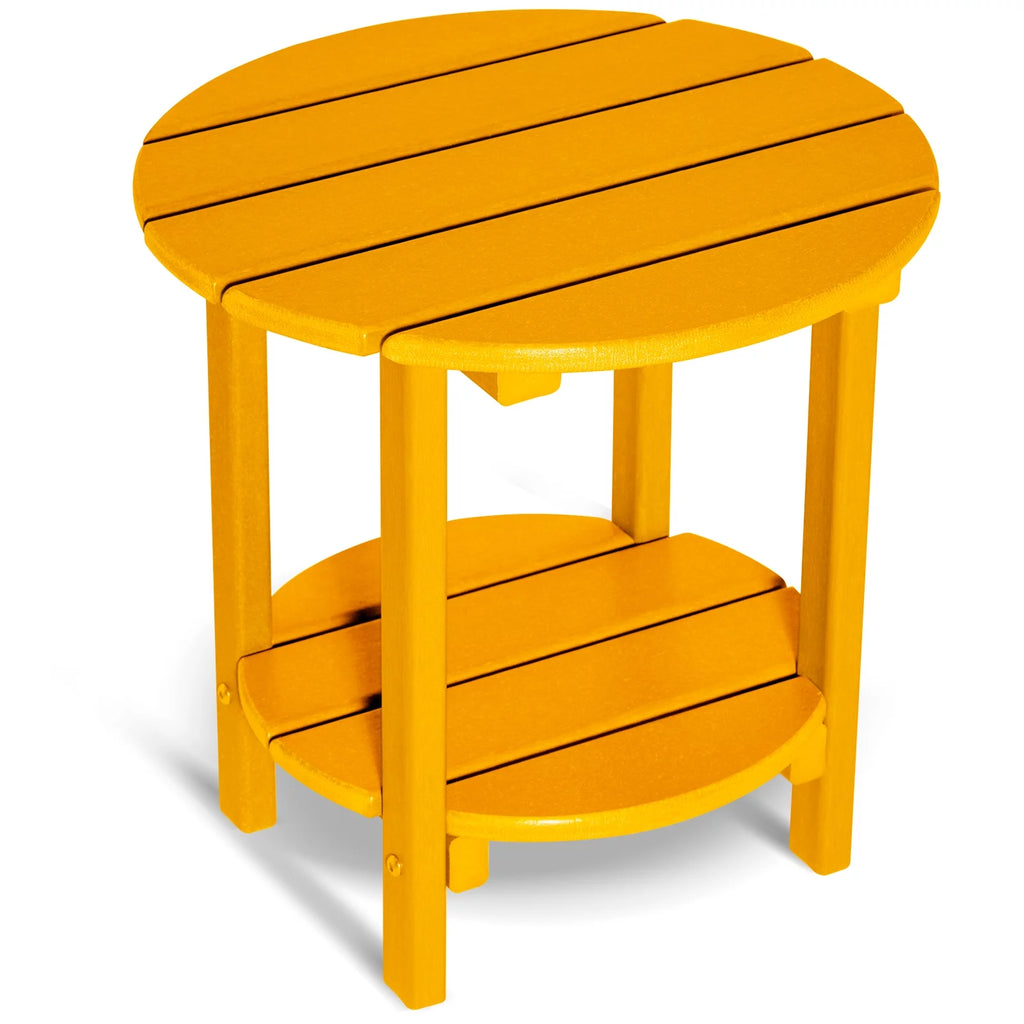 2-Tier HDPE Weather Resistant Round Outdoor Side Table T342