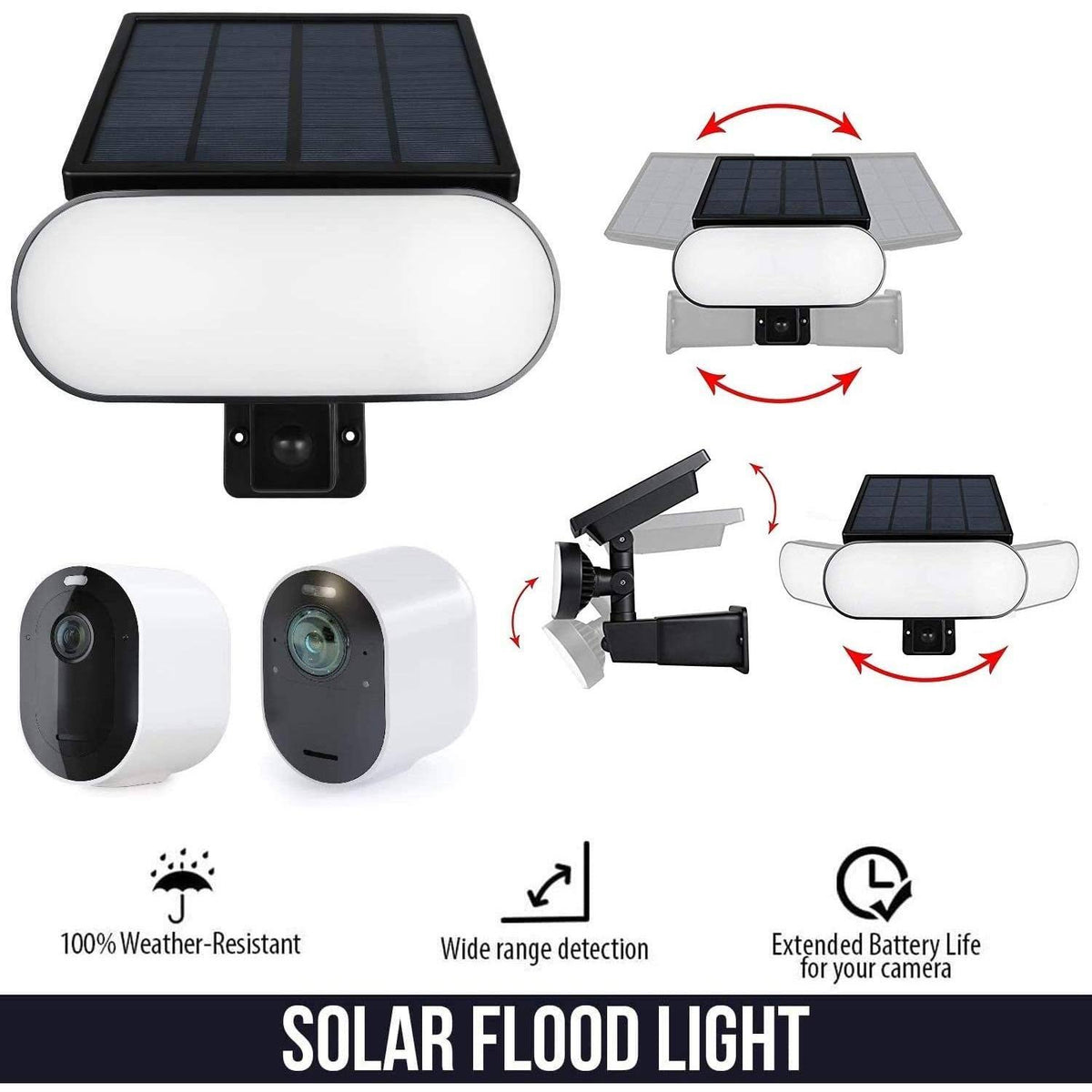 Black Solar Panel Charger and Security Light A63460