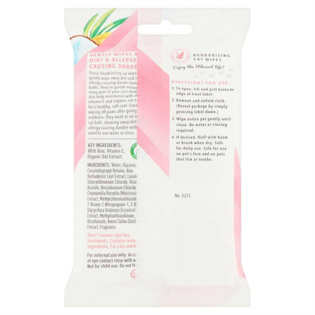 Vanilla Coconut Deodorizing Wipes for Cats & Kittens X570047