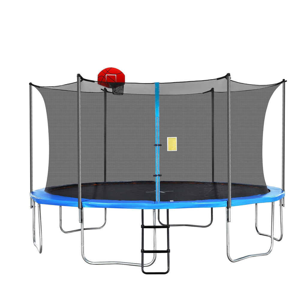14ft Trampoline with Basketball Hoop and Ladder N914