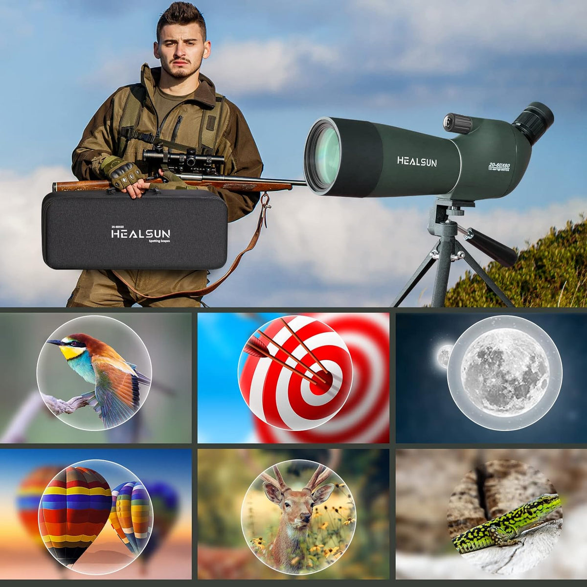 20-60x60 Spotting Scope with Carrying Case, Tripod and Smartphone Adapter M453