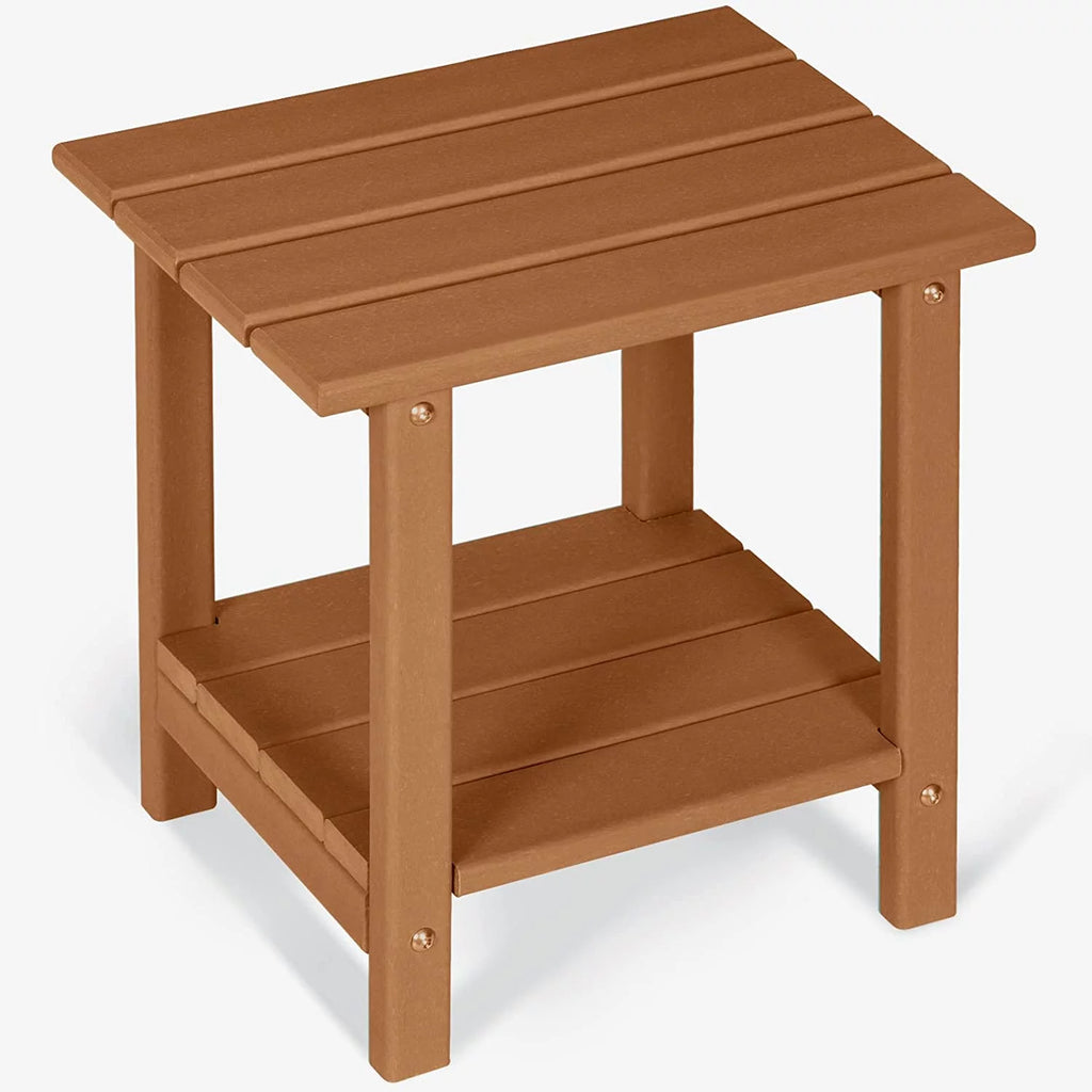 2-Tier HDPE Weather Resistant Round Outdoor Side Table T342
