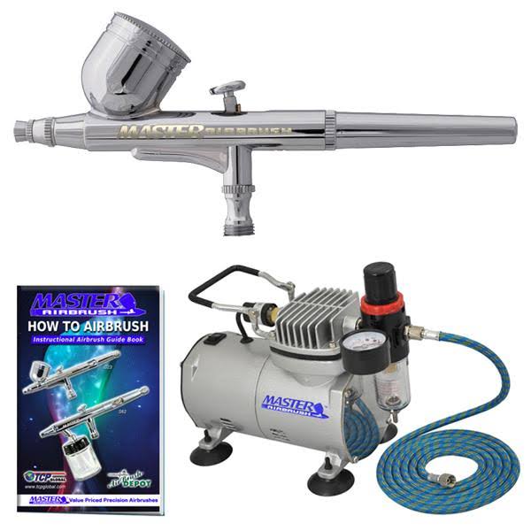 Dual-Action Airbrush Kit with Air Compressor Y9192