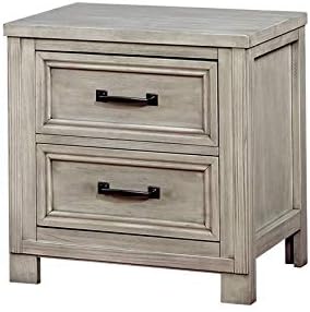 Antique White Wood Nightstand with USB Outlet Q171928