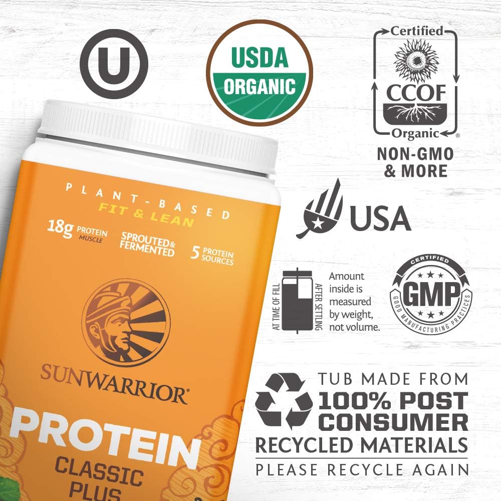 Organic Vegan Protein Powder with BCAAs and Pea Protein (Chocolate) 750 Gram Pack of 2 J3369