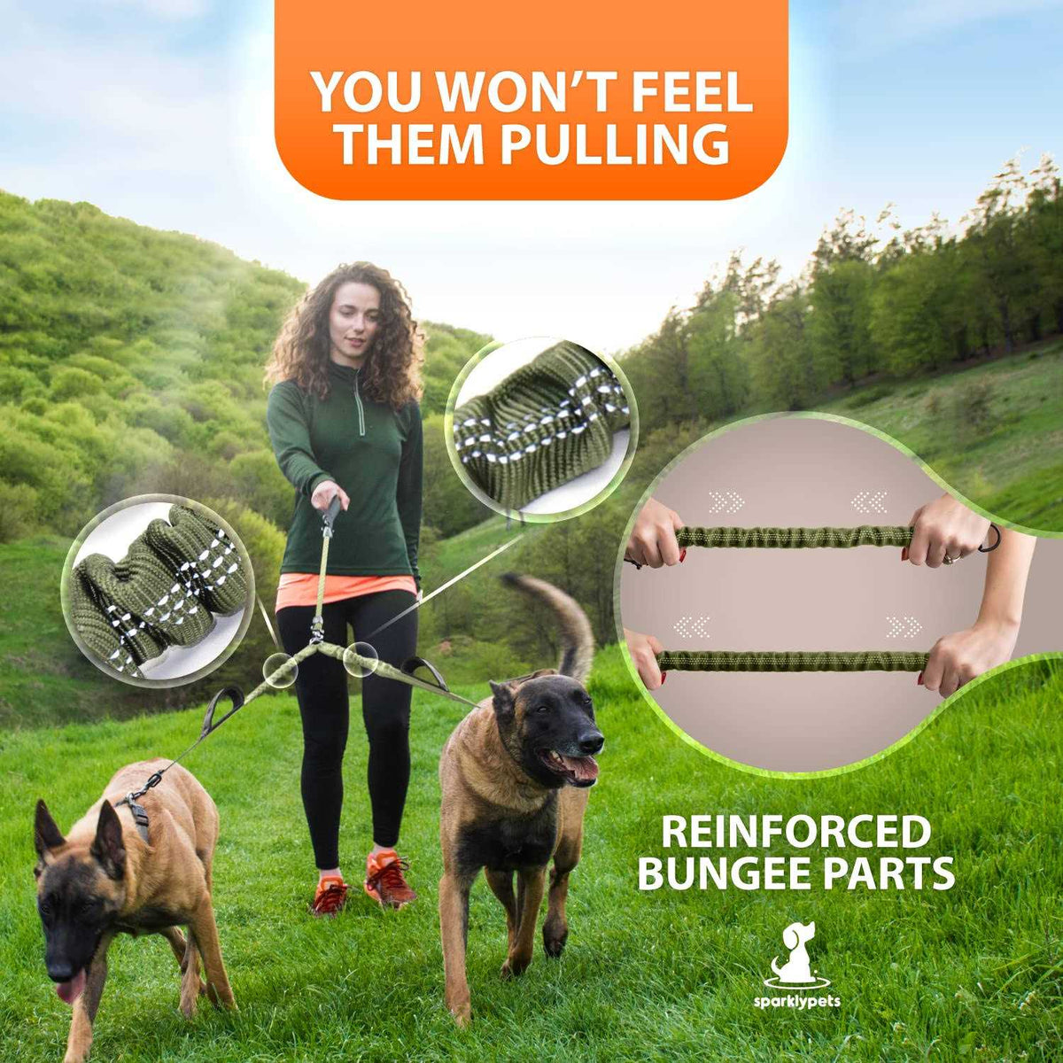 Double Dog Leash for 2 Dogs with Padded Handles V1237