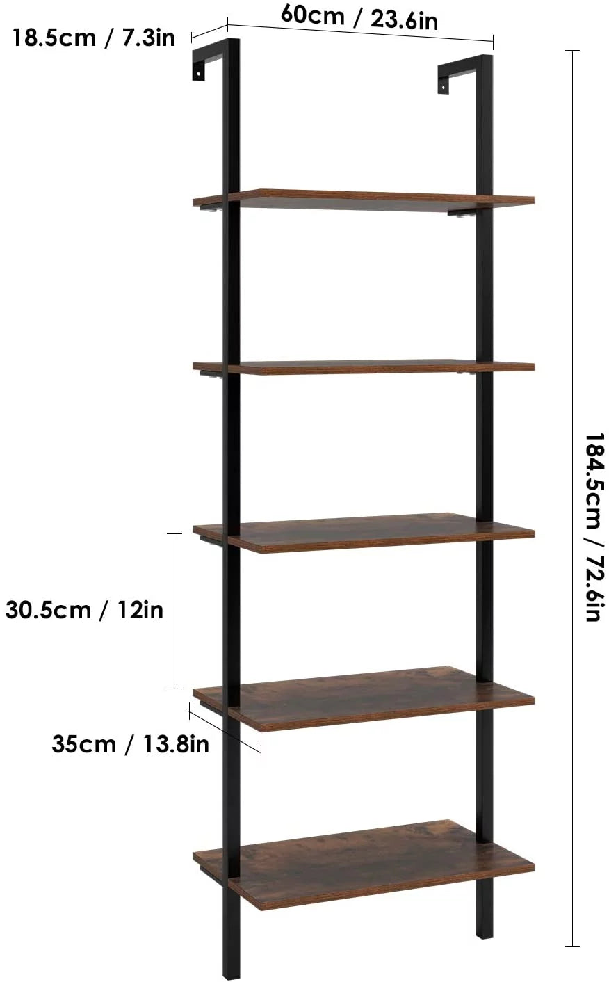 Wall Mounted 5 Tiers Ladder Shelves I648126
