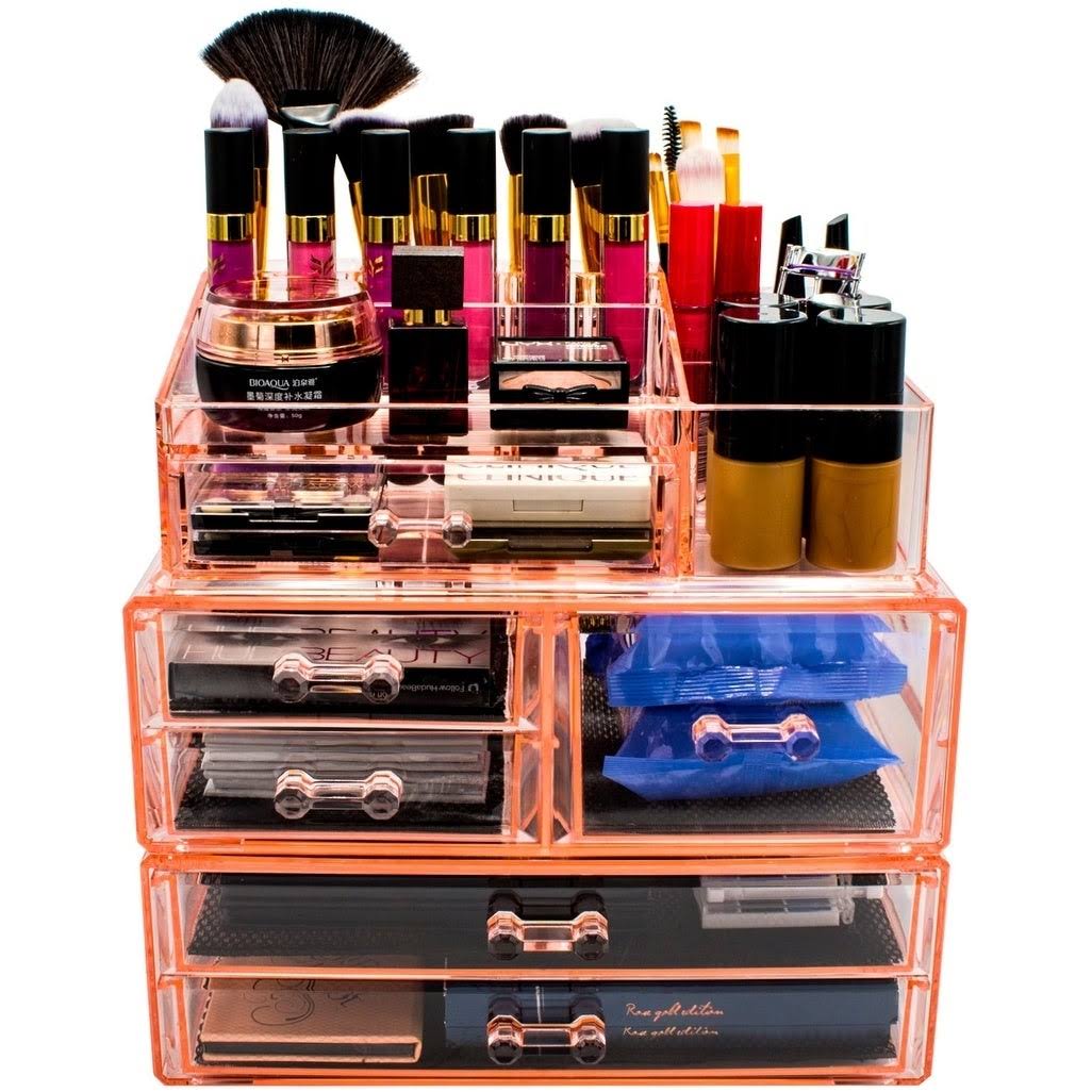 Makeup Storage Case Set Large Display Pink R78632