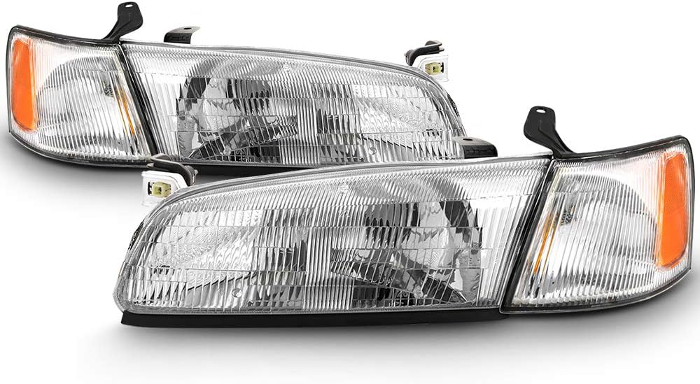 Toyota Camry Headlights Headlamps with Corner Parking Lights Chrome Driver & Passenger Side A85394