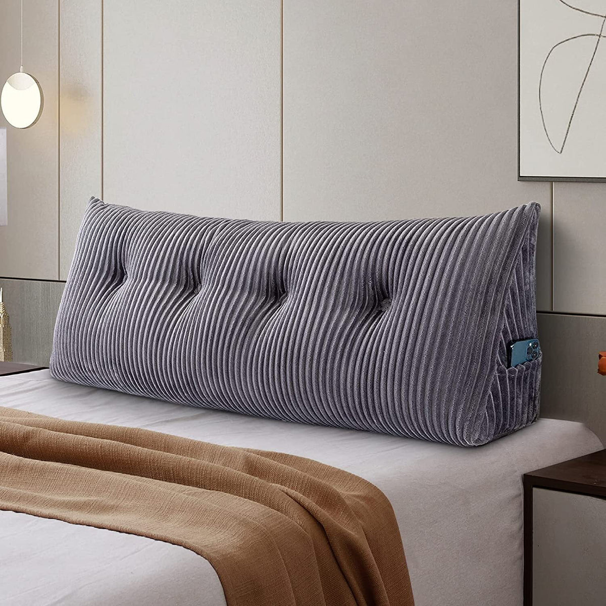 Large Headboard Wedge Pillow King 76x8x20 Inches U7864