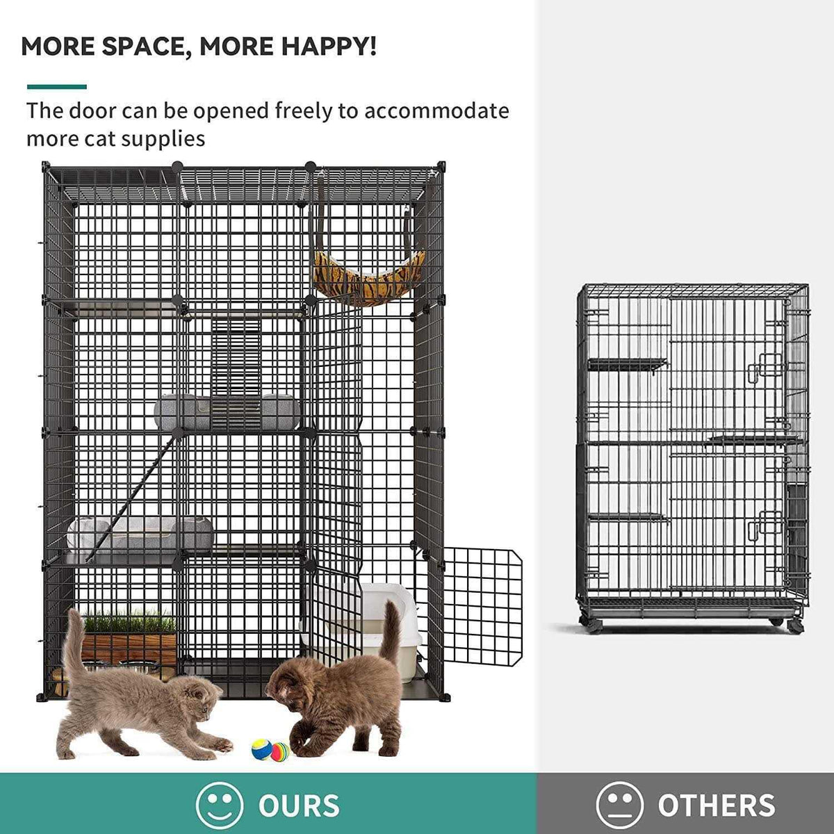 4-Tier Cat Cage Metal Wire Cat Playpen D27415
