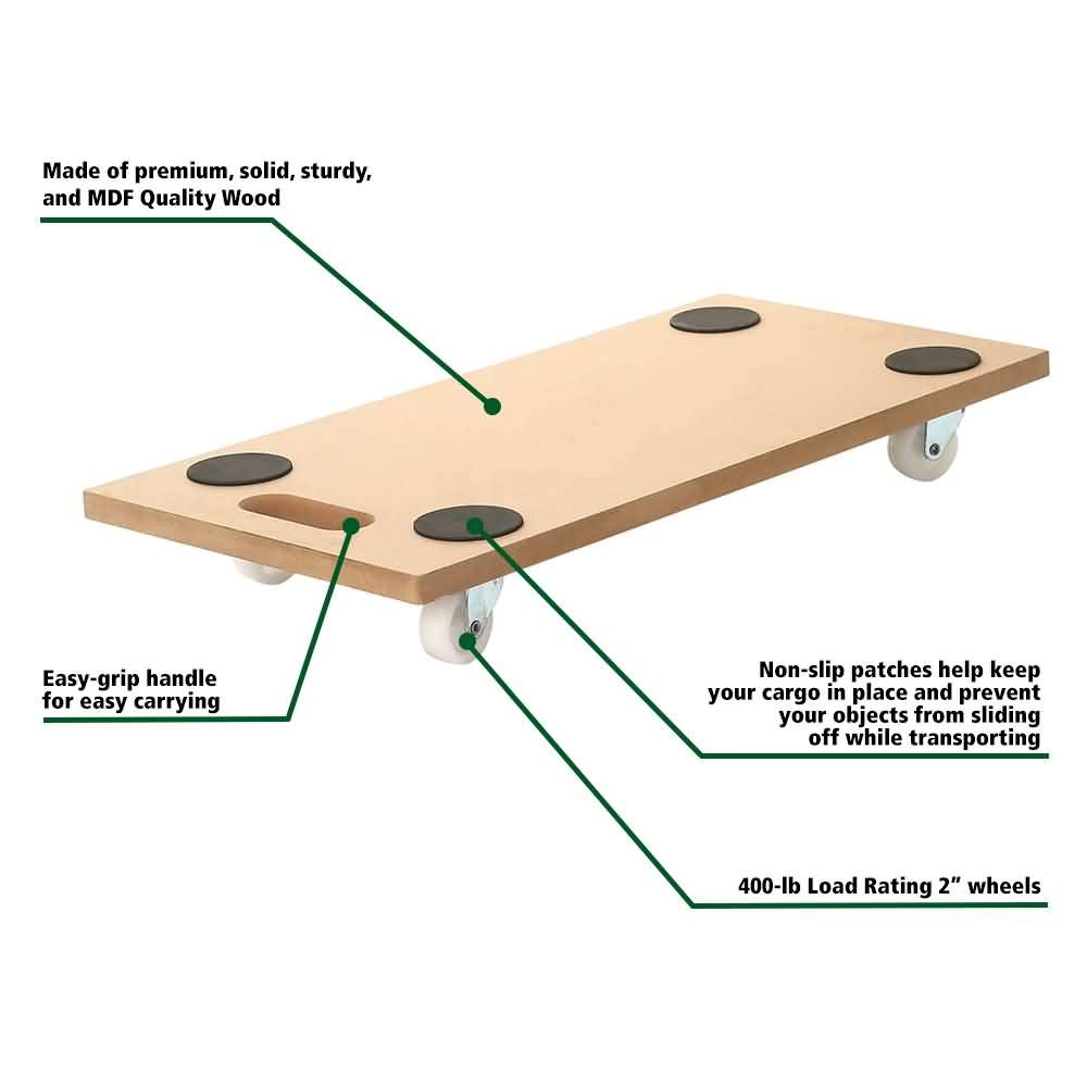4 Pack 23 X 12 Rectangle Wood Platform Dolly 400-LB Load Rating R877260