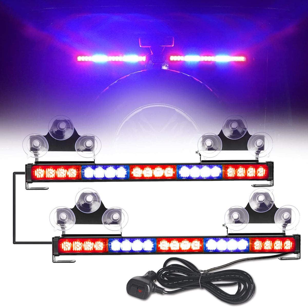 2 in 1 Emergency Flashing LED Traffic Advisor Strobe Light Bar Amber/White Q36165