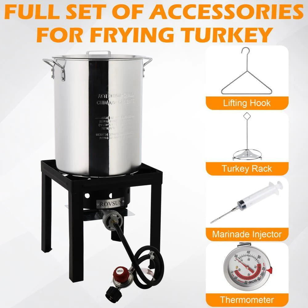 30QT Aluminum Turkey Deep Fryer & 10QT Fish Fryer Kit S734012