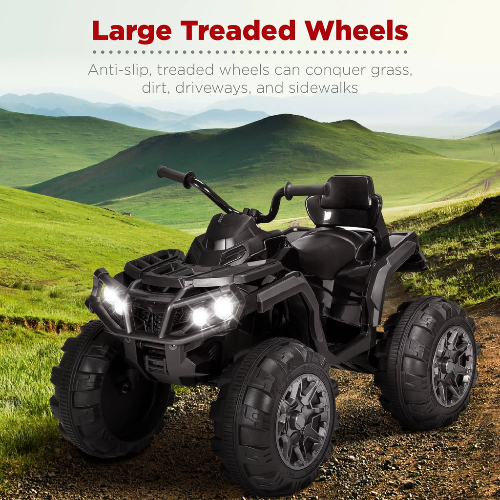 12V Kids Ride-On ATV Quad with Bluetooth, LED Lights - Black I17271