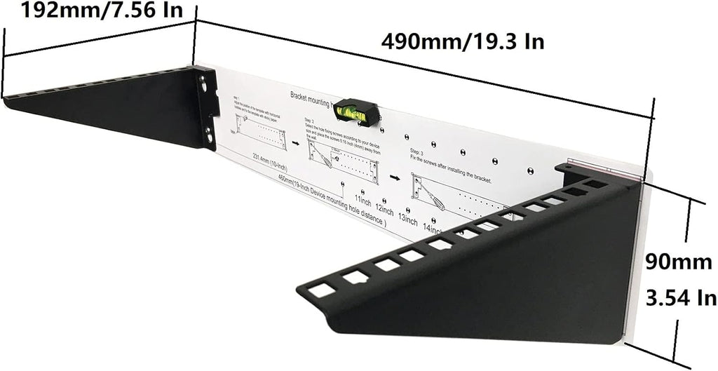 2U Foldable Cold Rolled Steel Vertical Wall Mount Rack N573890