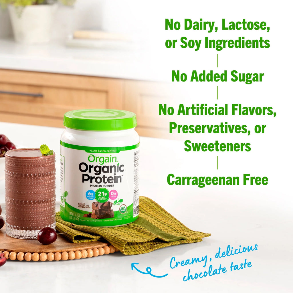 Organic Vegan 21g Protein Powder Creamy Chocolate Fudge 1.02lb N727