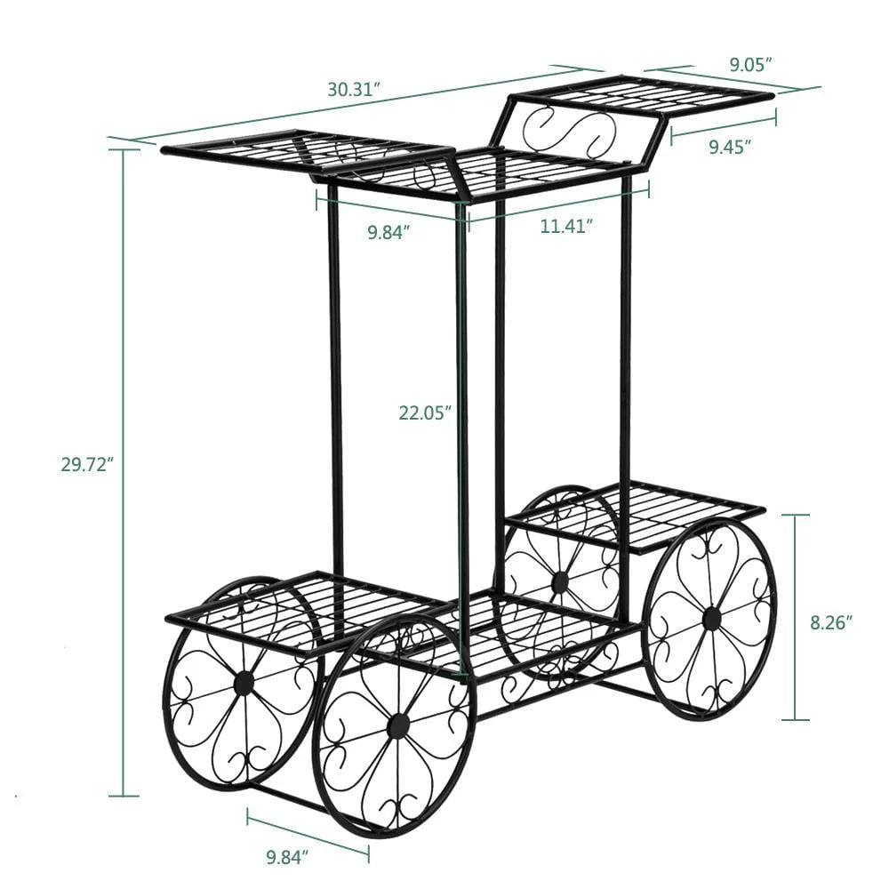 6-Tier Black Metal Plant Stand O64020
