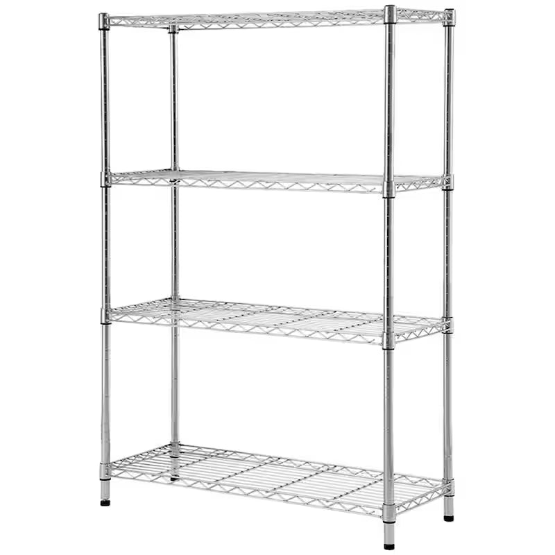 4-Tier Steel Wire Shelving Unit in Chrome P524