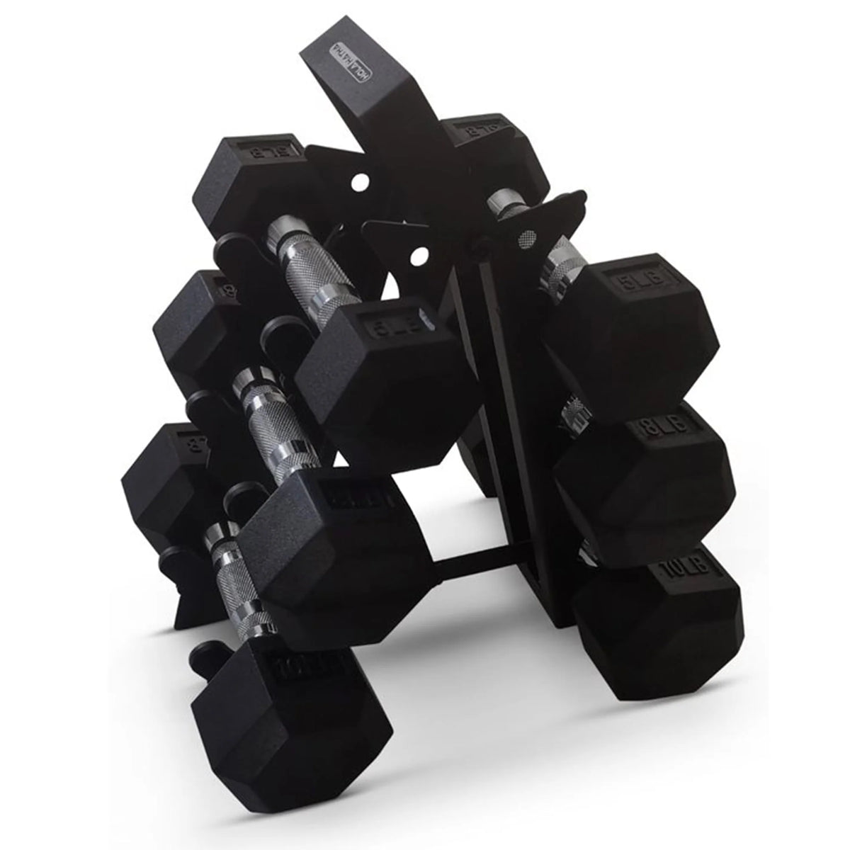 Hexagonal Dumbbell Free Weight Set, 5, 8, & 10 Lbs, Black T1798