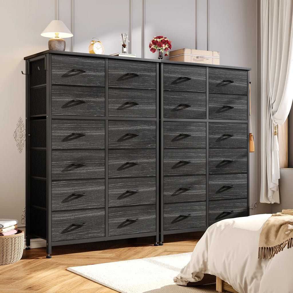 12 Drawer Fabric Dresser with Steel Frame and Wooden Top P803729