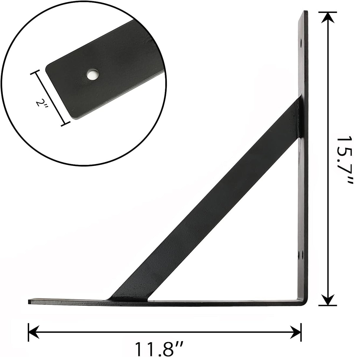 16'' x 12'' Black Heavy Duty Shelf Bracket W171
