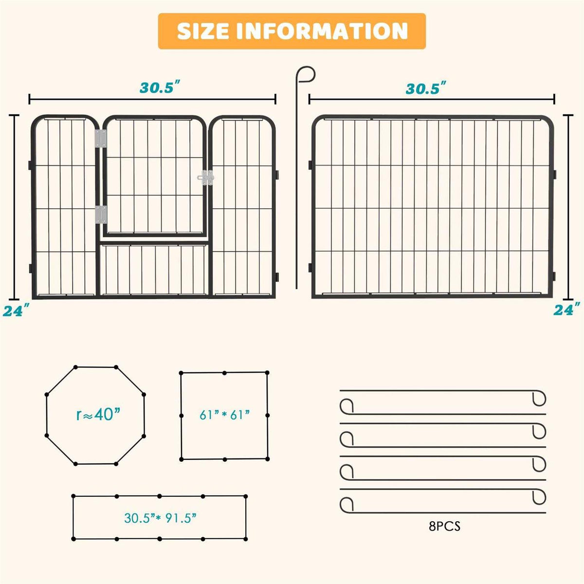 Heavy Duty Metal Dog Playpen Y27772