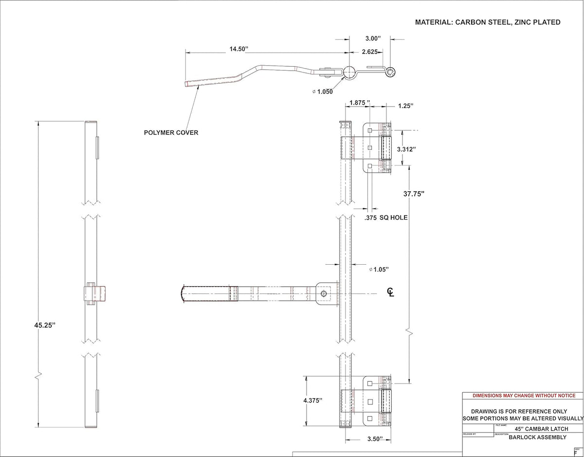 Zinc Cargo Trailer Door CamBar Latch Hinge & Mounting Hardware Y5033
