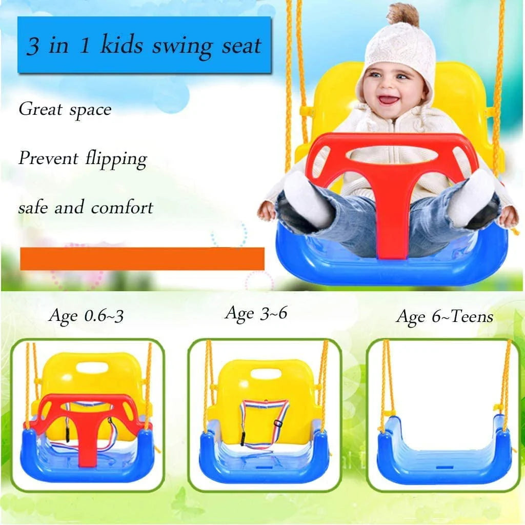 3-in-1 Kids Swing Seat with High Back and T-Bar Light Green N933