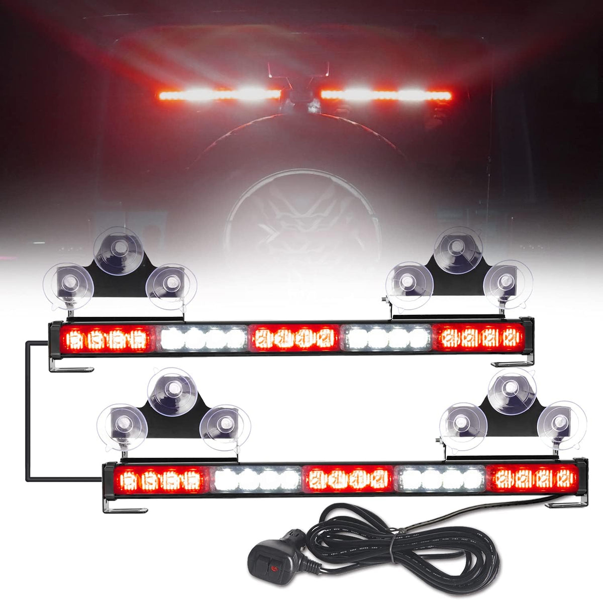 2 in 1 Emergency Flashing LED Traffic Advisor Strobe Light Bar Amber/White Q36165