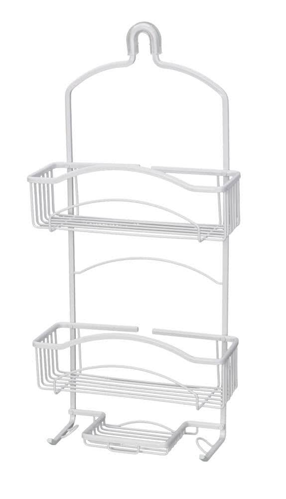 2 Shelf Aluminum White Shower Caddy I378