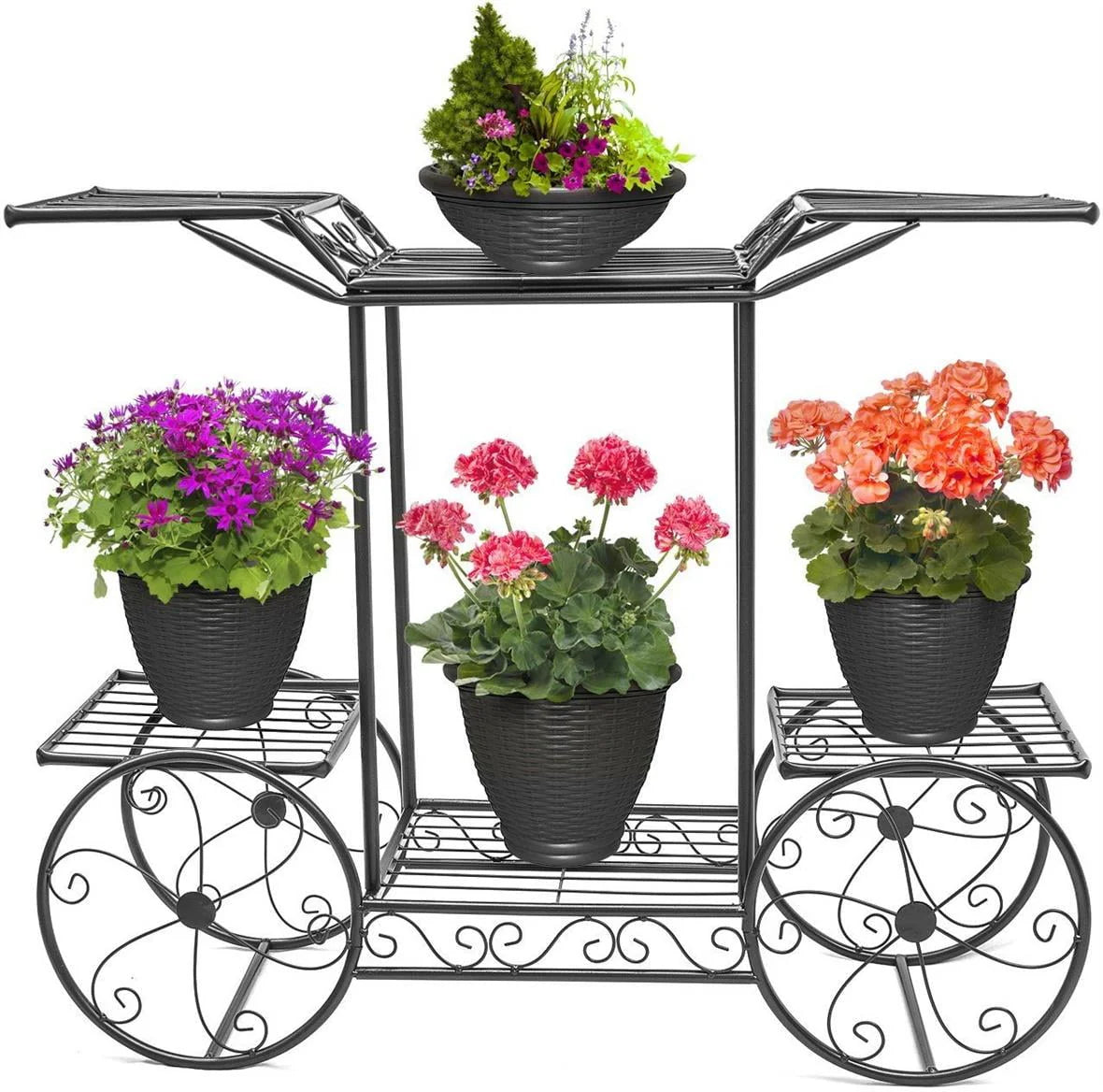 6-Tier Black Metal Plant Stand O64020