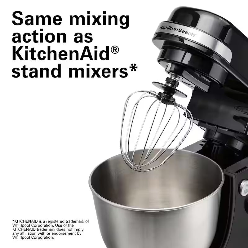 Black 4 qt. 7-speed Stand Mixer with Dough Hook, Whisk and Flat Beater Attachments J35689