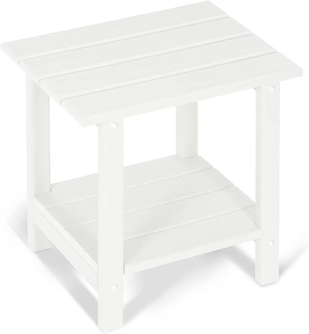 2-Tier HDPE Weather Resistant Round Outdoor Side Table T342