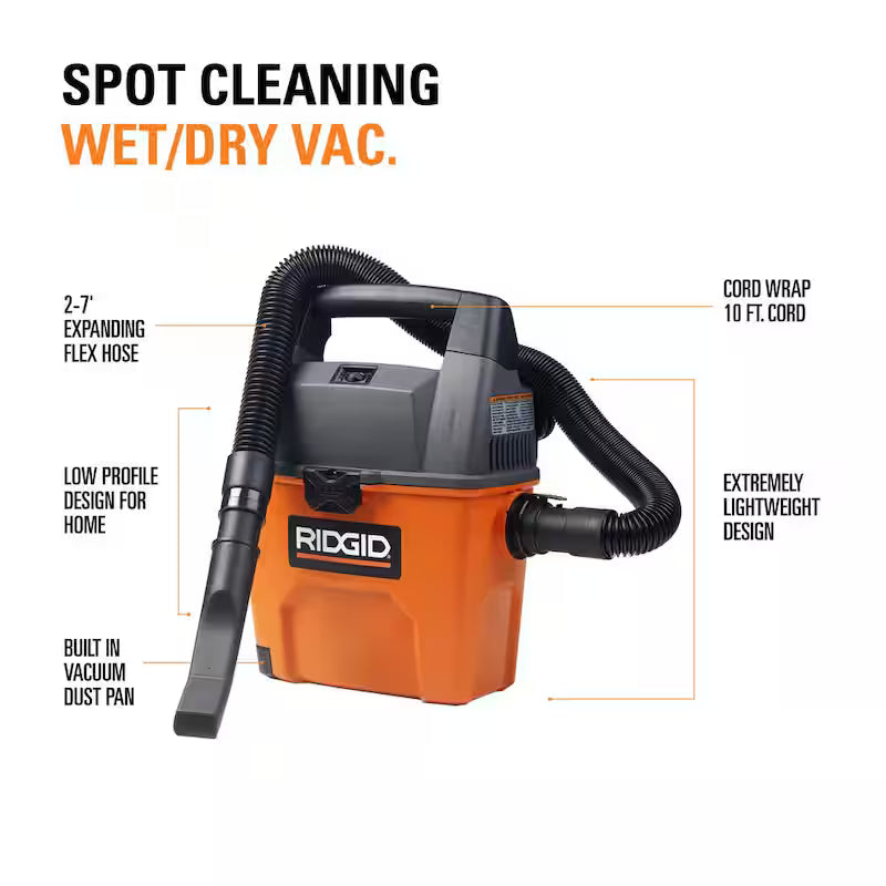 3 Gallon 3.5 Peak HP Portable Wet/Dry Shop Vacuum D502425