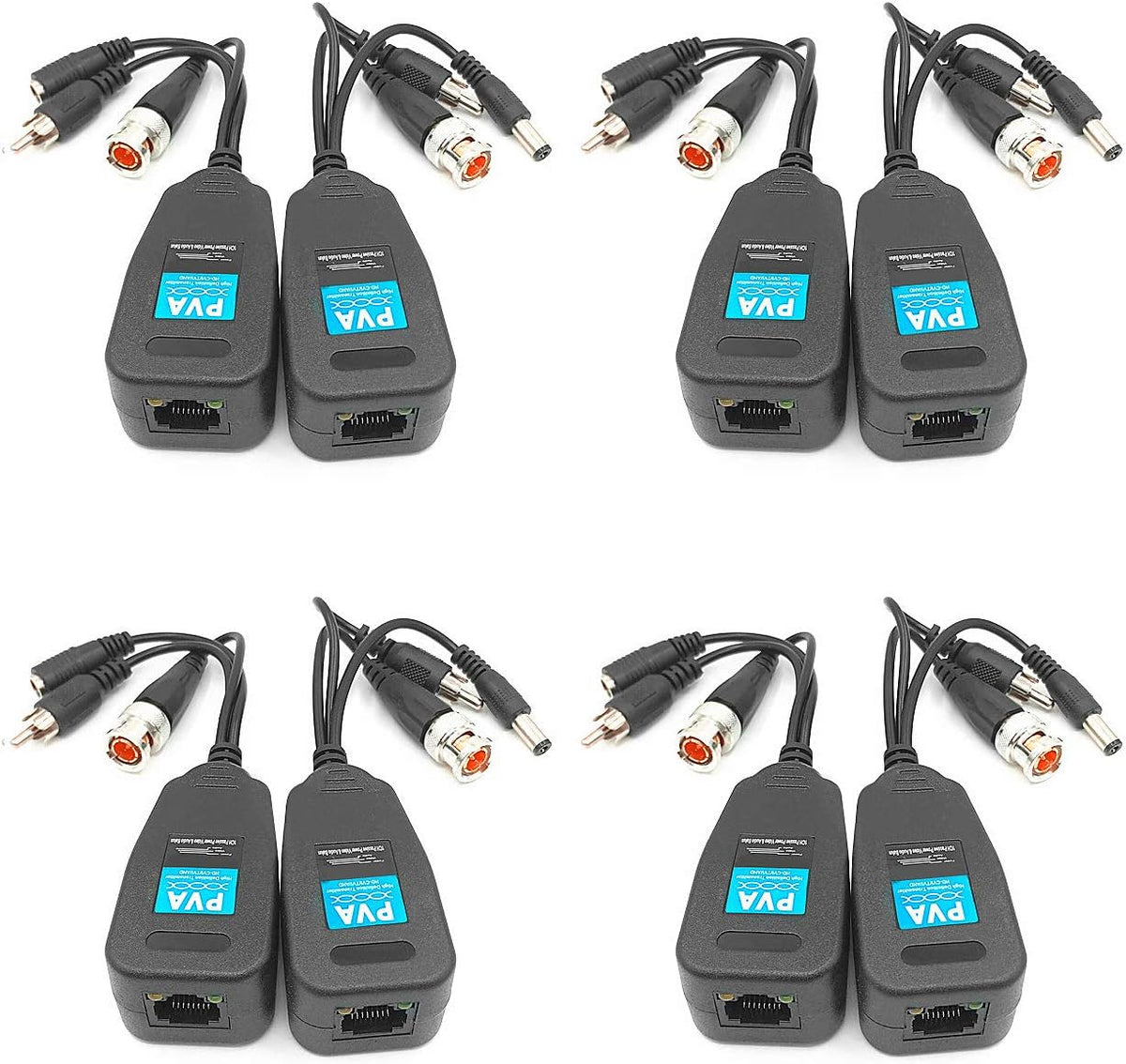 4 Pairs BNC to RJ45 Video Power Balun Adapter J111