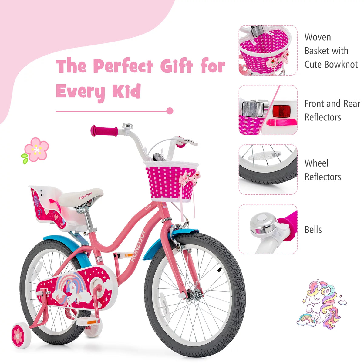 18 Inches Kids Bicycle with Training Wheels & Basket L90680