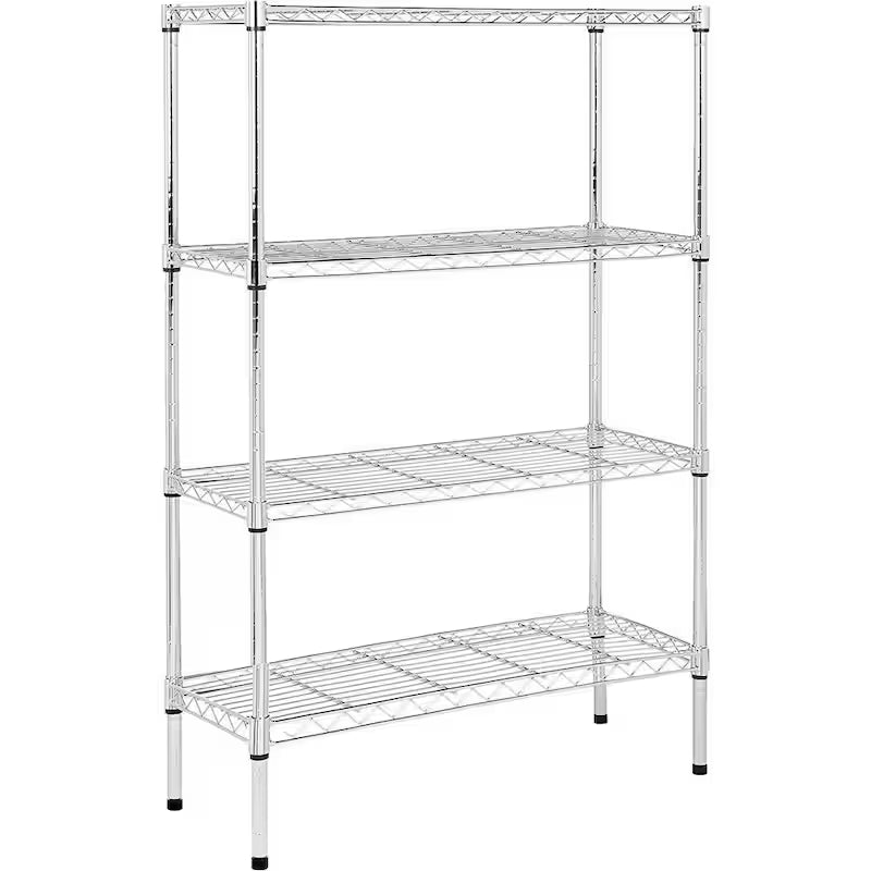 4-Tier Steel Wire Shelving Unit in Chrome P524