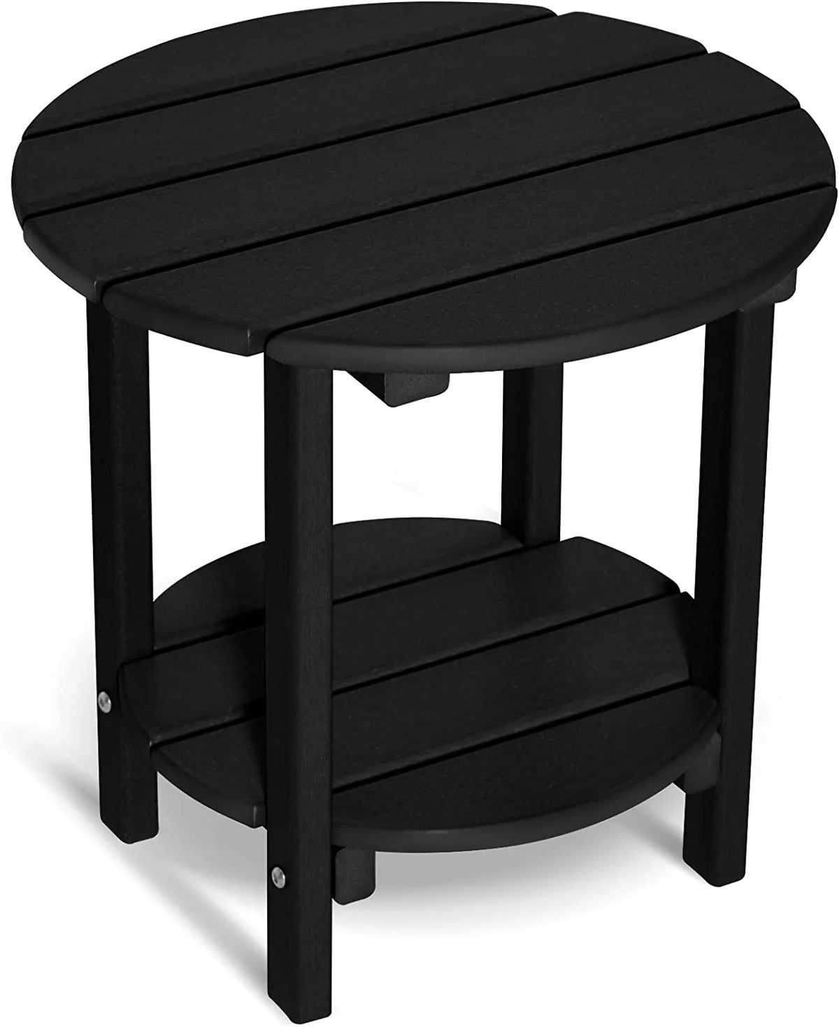 2-Tier HDPE Weather Resistant Round Outdoor Side Table T342