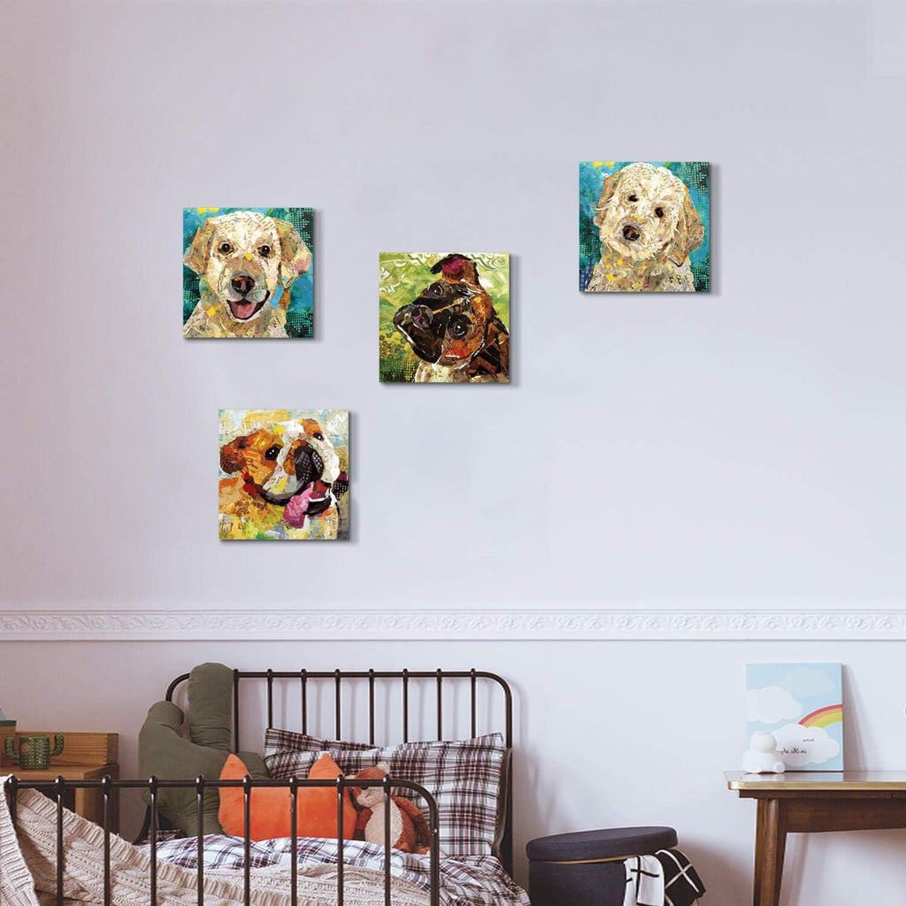 Abstract Dog Canvas Artwork 4 Panels X172