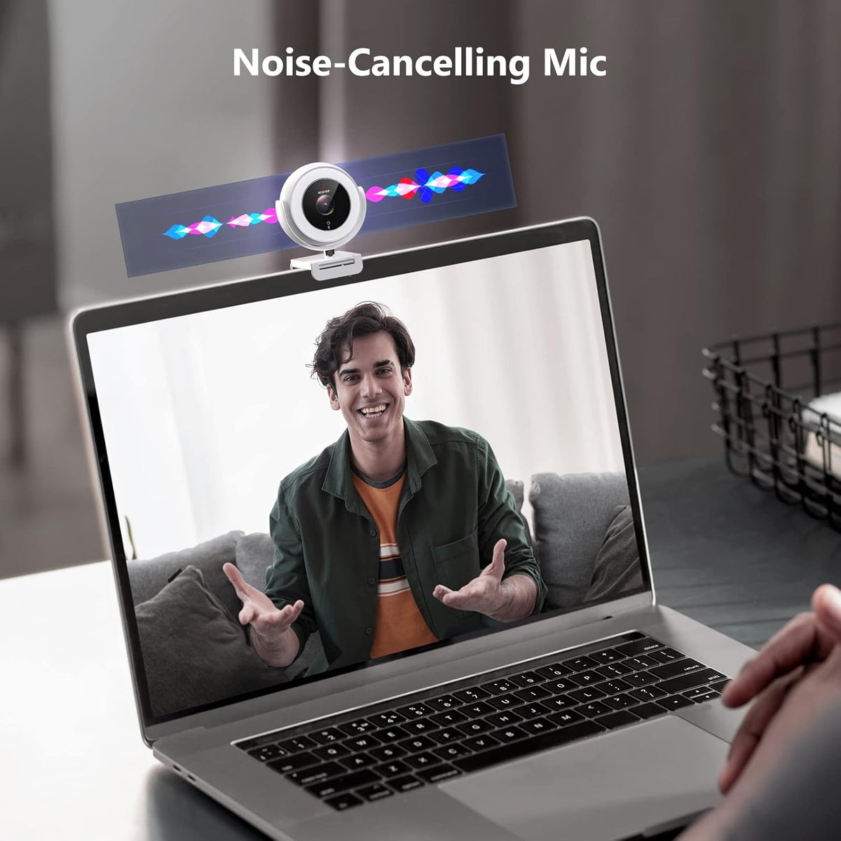 1080P Zoomable Webcam with Remote Control, Privacy Cover, White I184