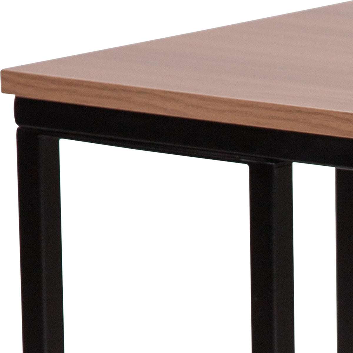 Rustic Wood Grain Side Table with Black Metal Base A78310