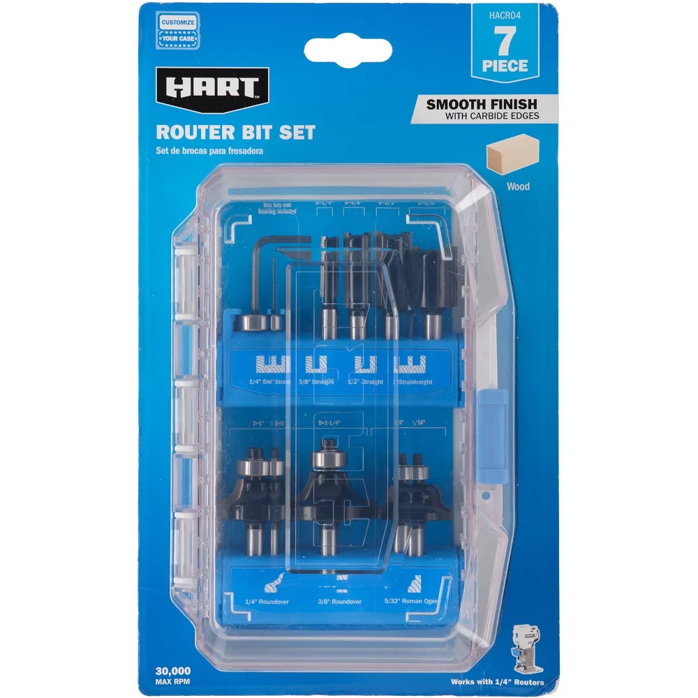 7-Piece Decorative Router Bit Set with Storage Case O6936