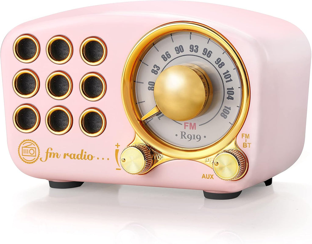 Bluetooth Speaker, Vintage FM Radio with MP3 Player (RED) Pack of 2 N49586