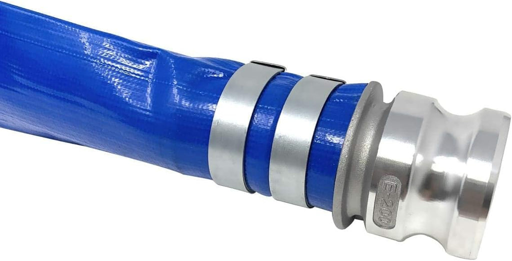 2 x 50' Blue Lay Flat PVC Hose Assembly with Aluminum Cam and Groove Fittings J4976
