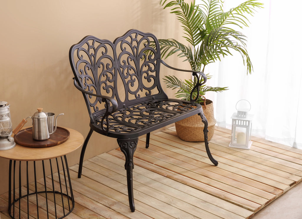 Black Cast Aluminium Garden Bench I73414