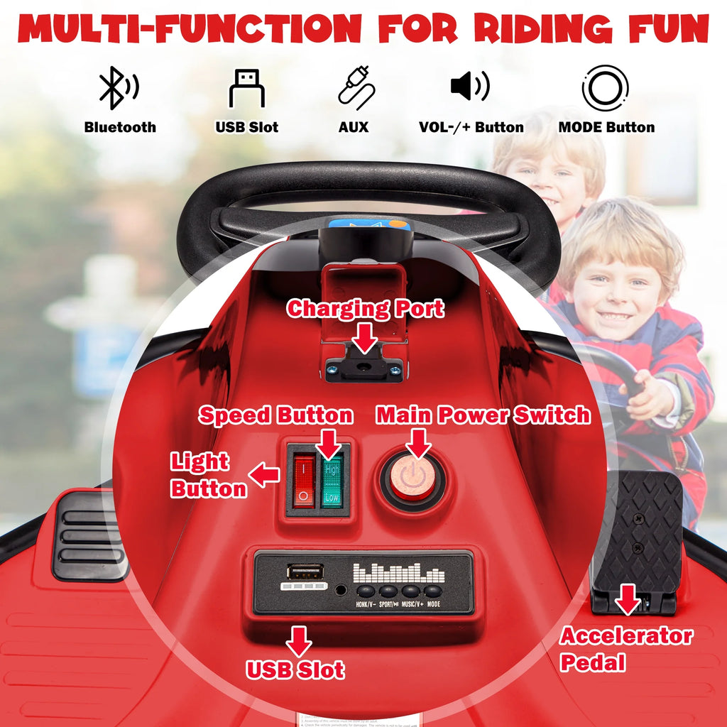 Kids Ride on Drift Car, Electric Drifting Go-Kart with 2 Speeds, Blue P551