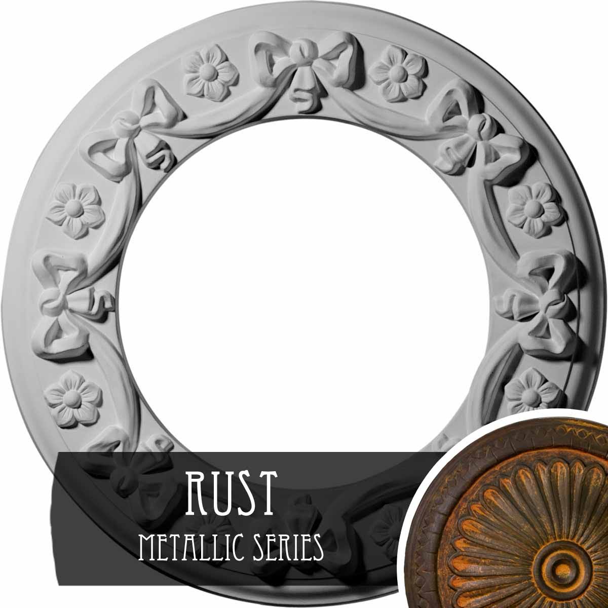 Ribbon with Bow Ceiling Medallion Hand-Painted Rust B24707